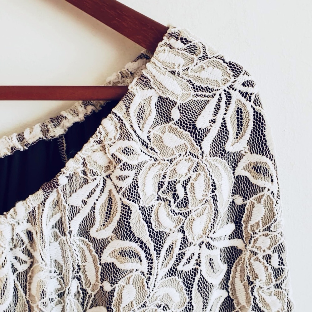L&B Lucky & Blessed Cream Lace Dress Small - Picture 3 of 6